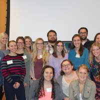 A group of students from the GVSU MLS program standing together, smiling
